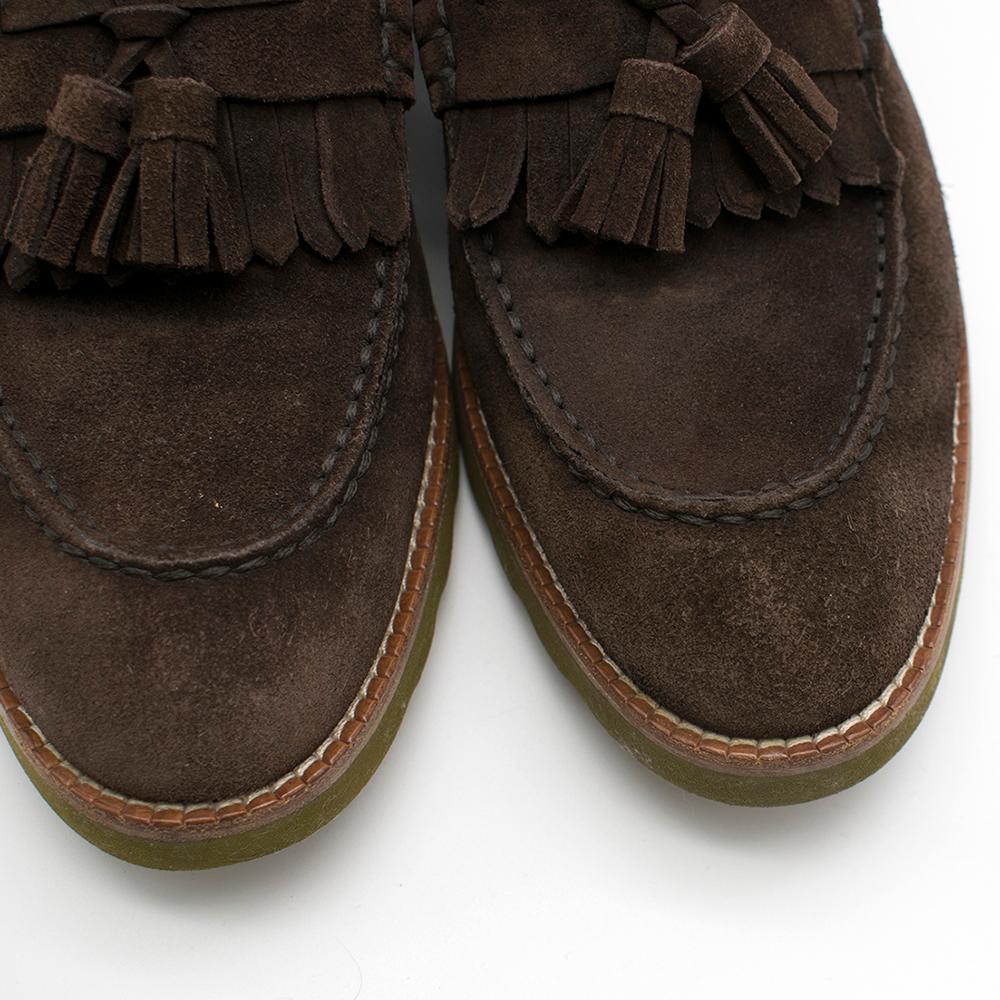 Black Louis Vuitton suede brown tassel loafers SIZE 8