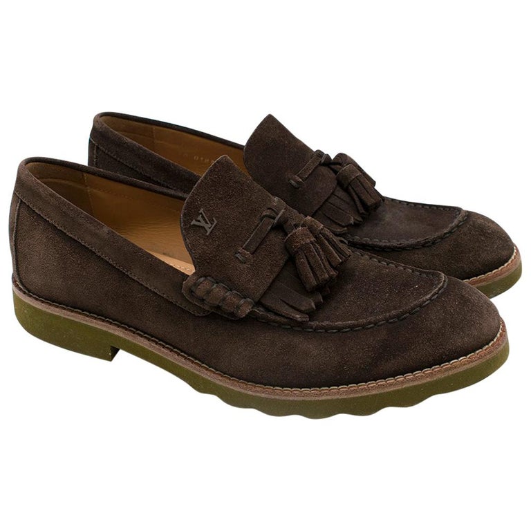 Louis Vuitton suede brown tassel loafers SIZE 8 at 1stDibs