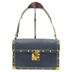 Louis Vuitton Suhali L'Aimable Black Leather Top Handle Bag Small Gold Hardware