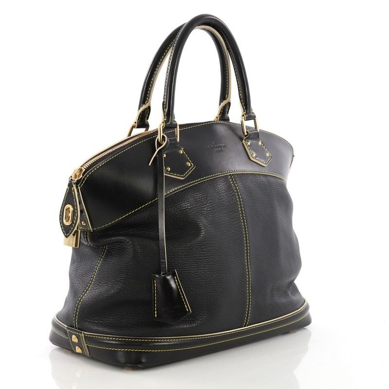 Black  Louis Vuitton Suhali Lockit Handbag Leather MM