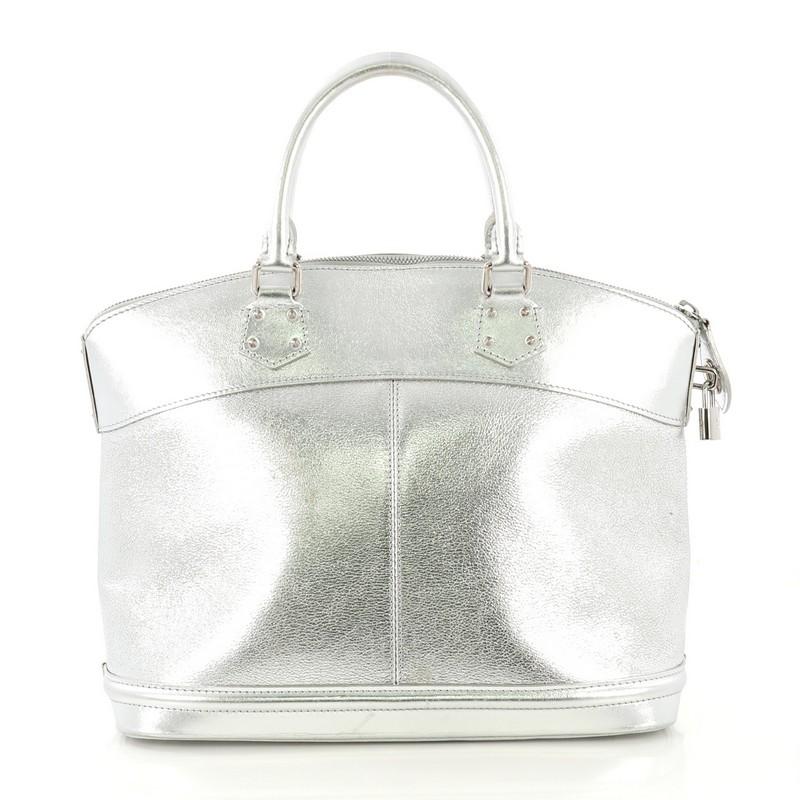 Gray Louis Vuitton Suhali Lockit Handbag Leather MM