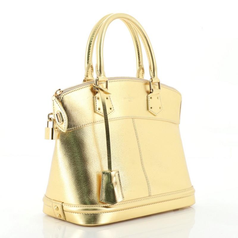 Beige Louis Vuitton Suhali Lockit Handbag Leather PM