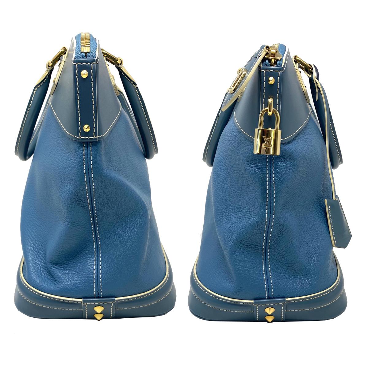 Women's Louis Vuitton Suhali MM Lockit Blue Leather Tote Handbag