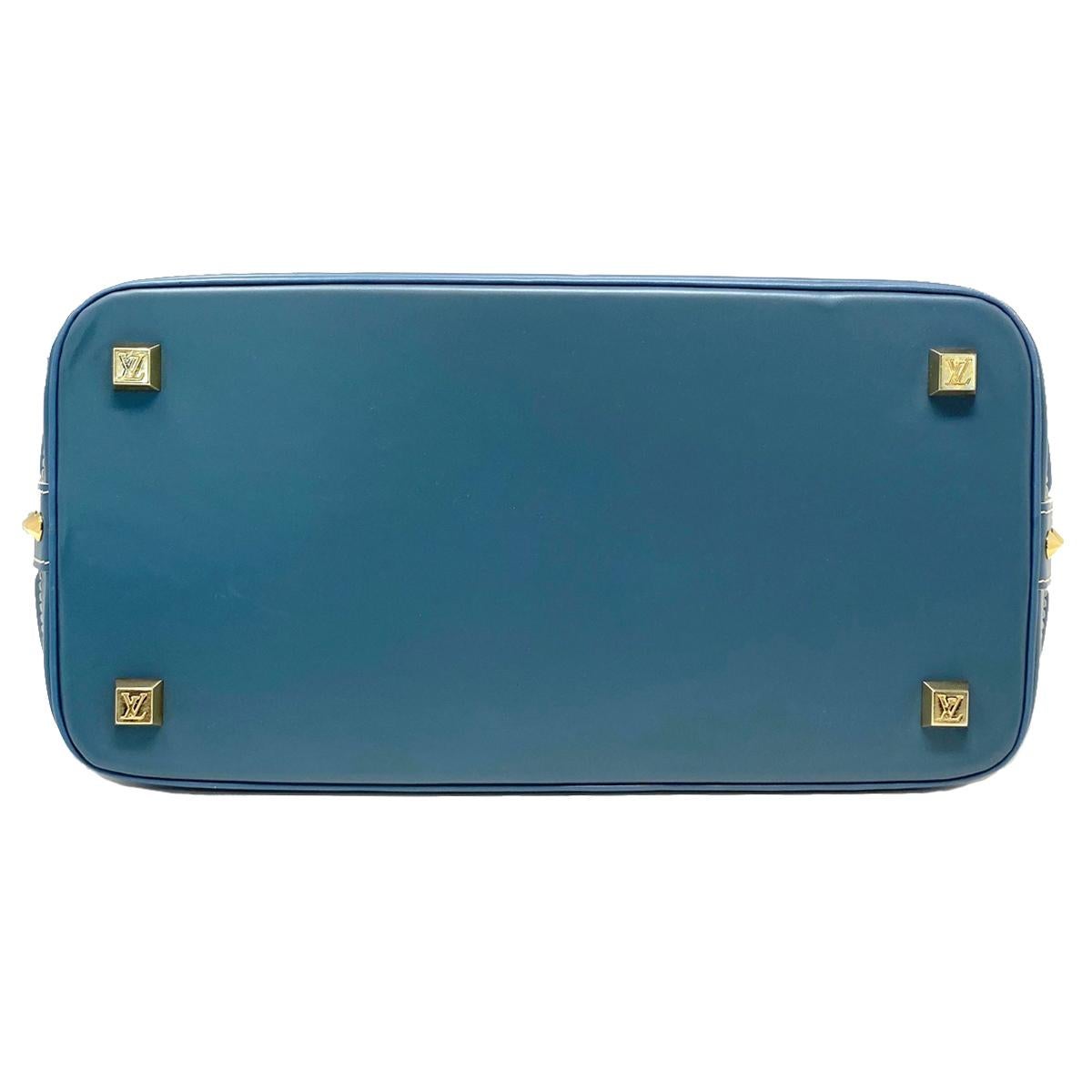 Louis Vuitton Suhali MM Lockit Blue Leather Tote Handbag 1