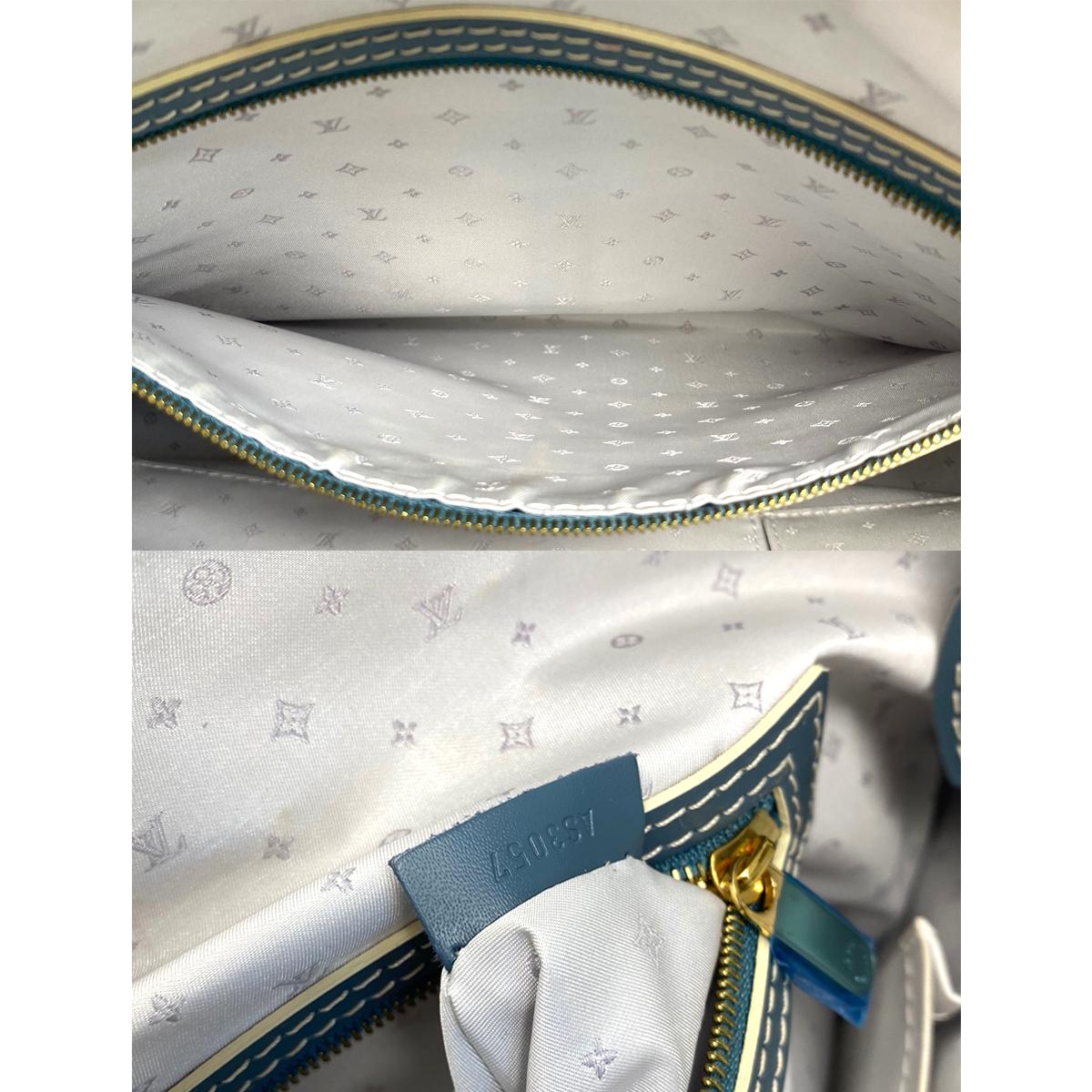 Louis Vuitton Suhali MM Lockit Blue Leather Tote Handbag 4