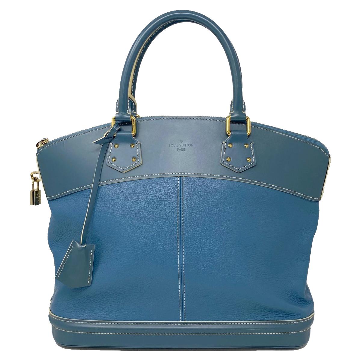 Louis Vuitton Suhali MM Lockit Blue Leather Tote Handbag