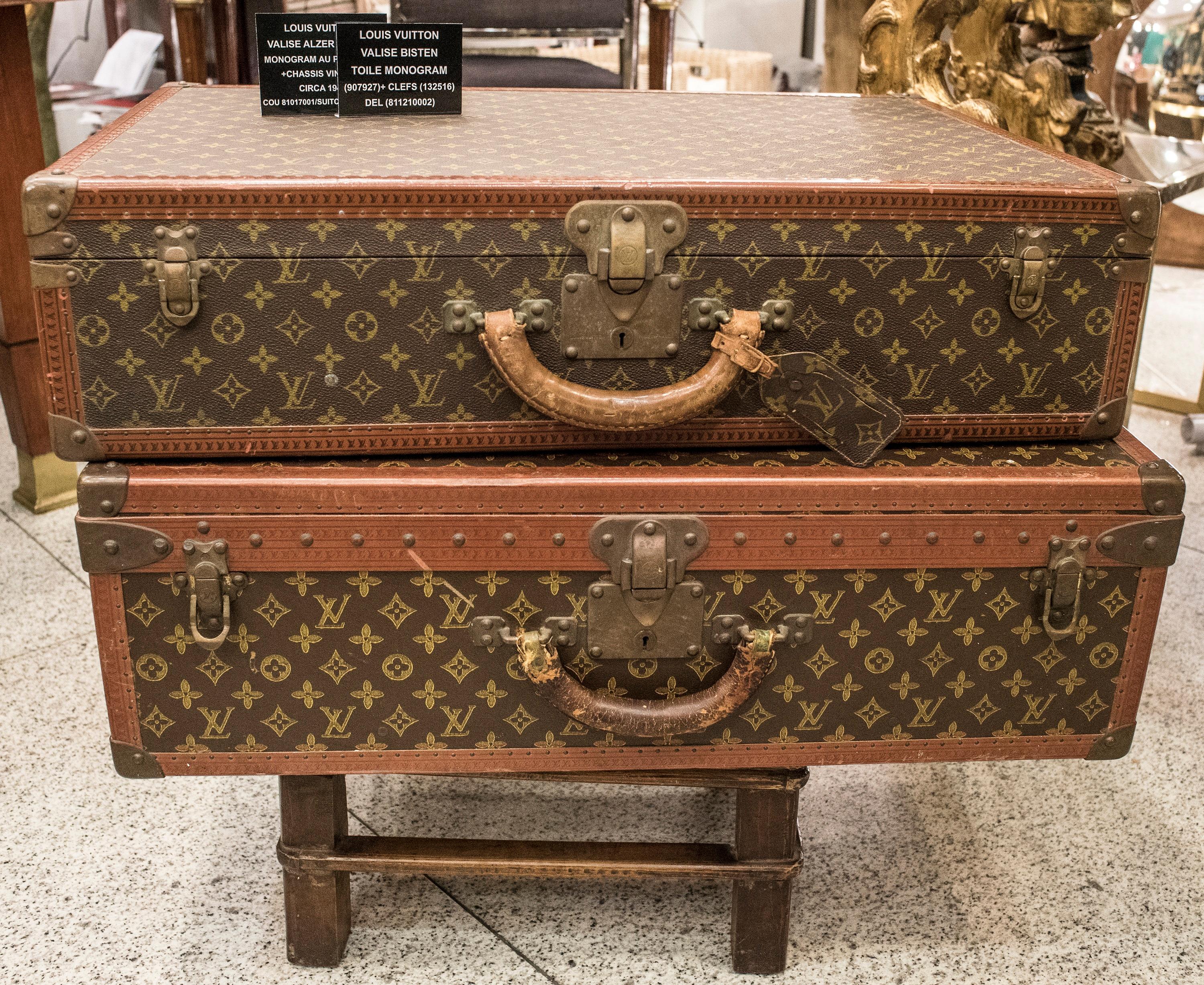 Valise Louis Vuitton Bisten 80 cm en toile monogram et cuir naturel