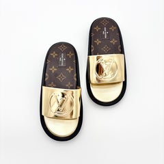 Louis Vuitton Sunbath LV Monogram Metallic Slip On Slides Sandals 36