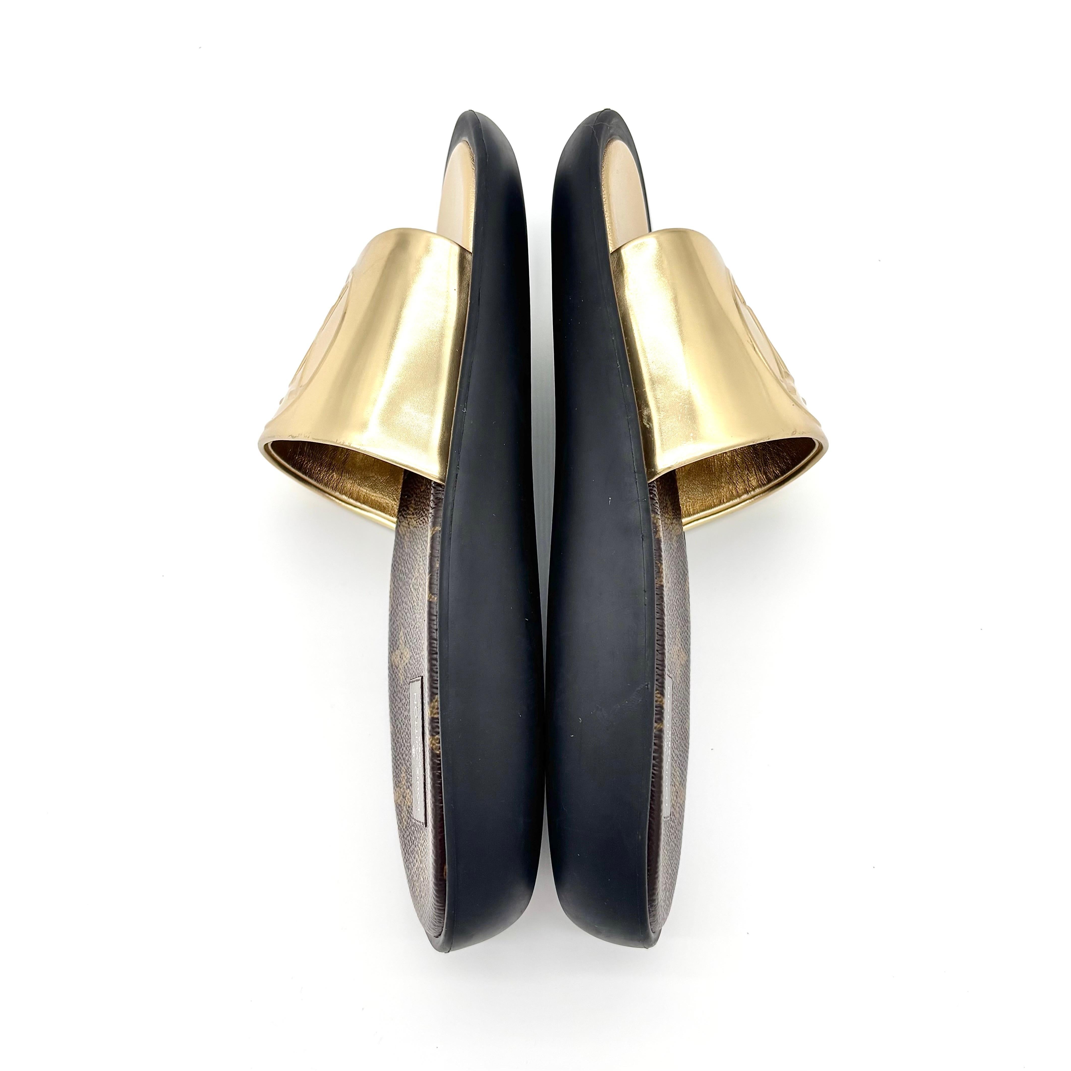 Nero Louis Vuitton Monogram Metallizzato Slip On Sandali 36 in vendita