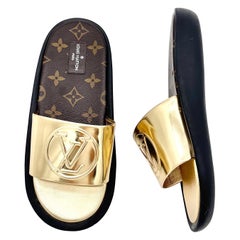 Louis Vuitton Sunbath LV Monogram Metallic Slip On Slides Sandals 36