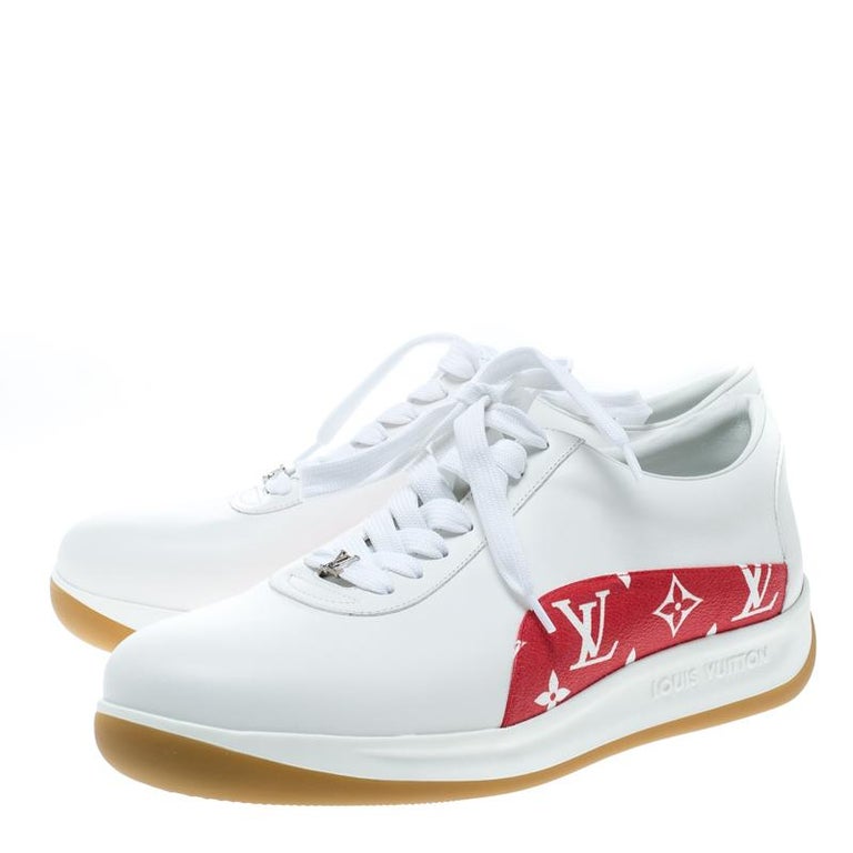 Louis Vuitton Supreme NEW Men'sWhite Red Monogram Sneakers
