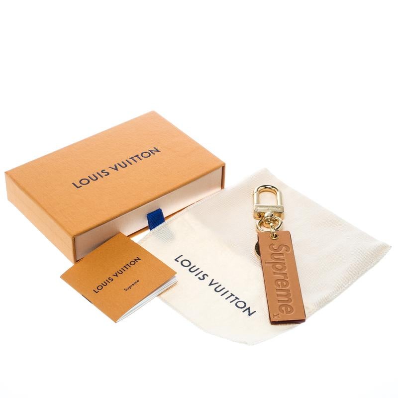 Women's Louis Vuitton Supreme Logo Brown Leather Key Ring / Keychain