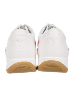 Louis Vuitton Supreme NEW Men'sWhite Red Monogram Sneakers Trainers Shoes in Box