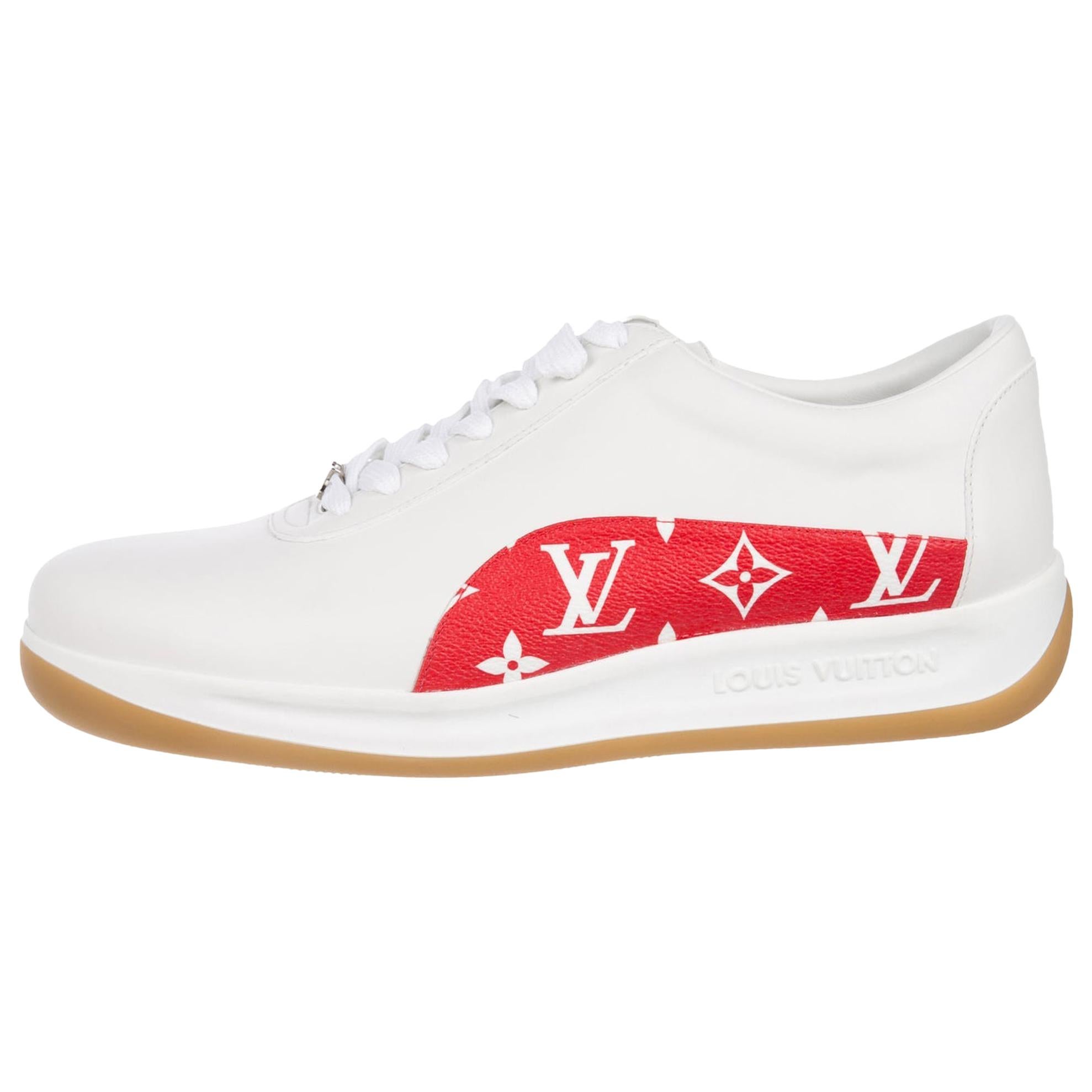 Leather low trainers Louis Vuitton x Supreme Red size 7.5 US in