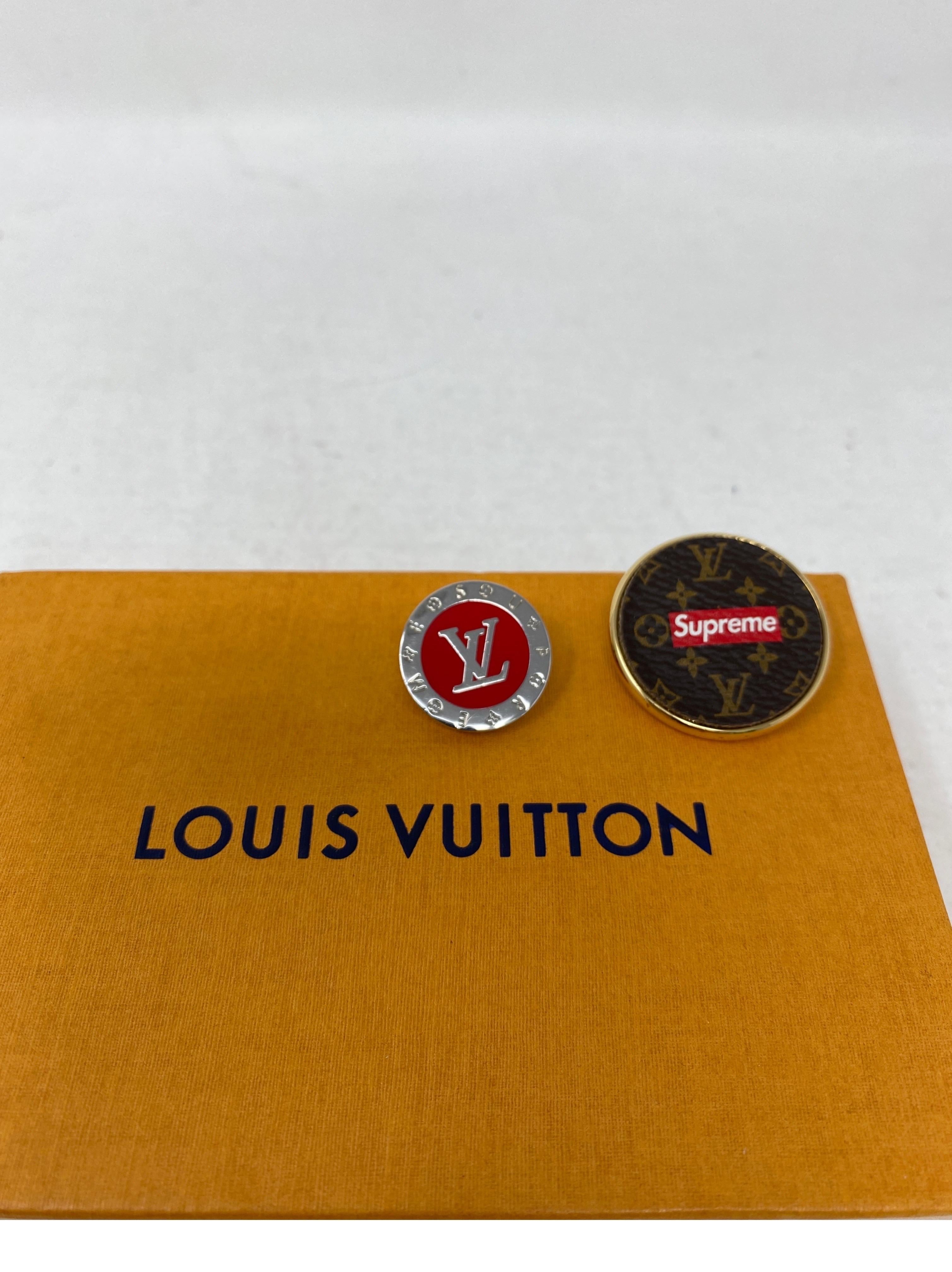 Louis Vuitton Supreme Pin Set. Excellent like new condition. Collector's pieces. Rare and never used. Guaranteed authentic. 