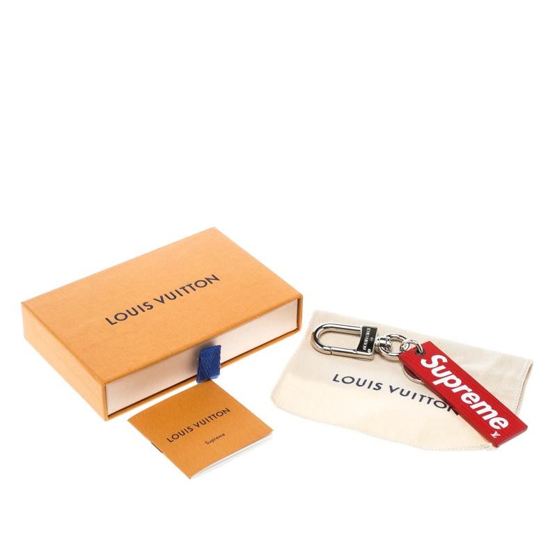 Louis Vuitton Supreme Red Leather Charm Key Ring / Keychain 1