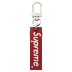 Louis Vuitton Supreme Red Leather Charm Key Ring / Keychain