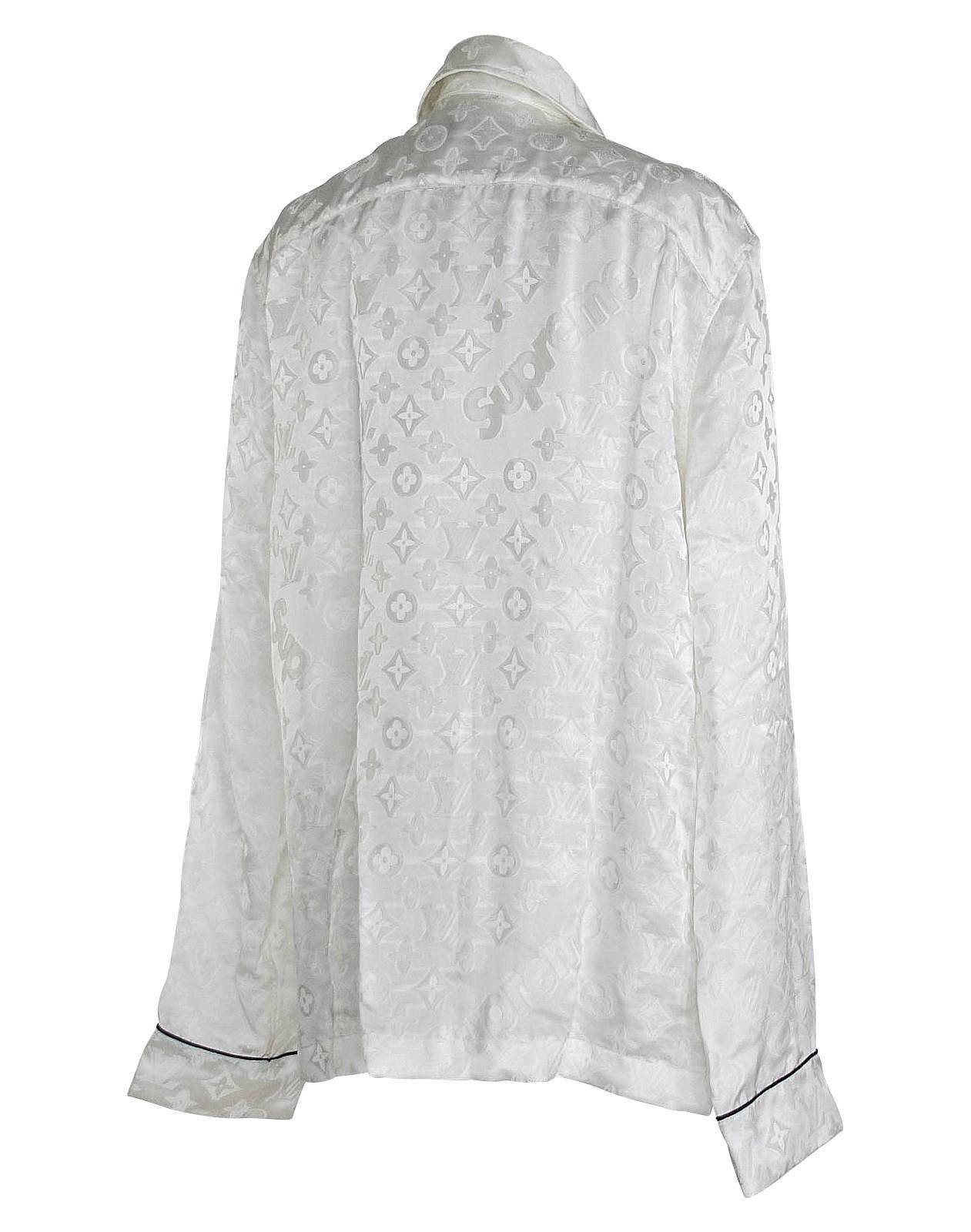 Gray Louis Vuitton Supreme X Limited Edition White Pyjamas Top M For Sale