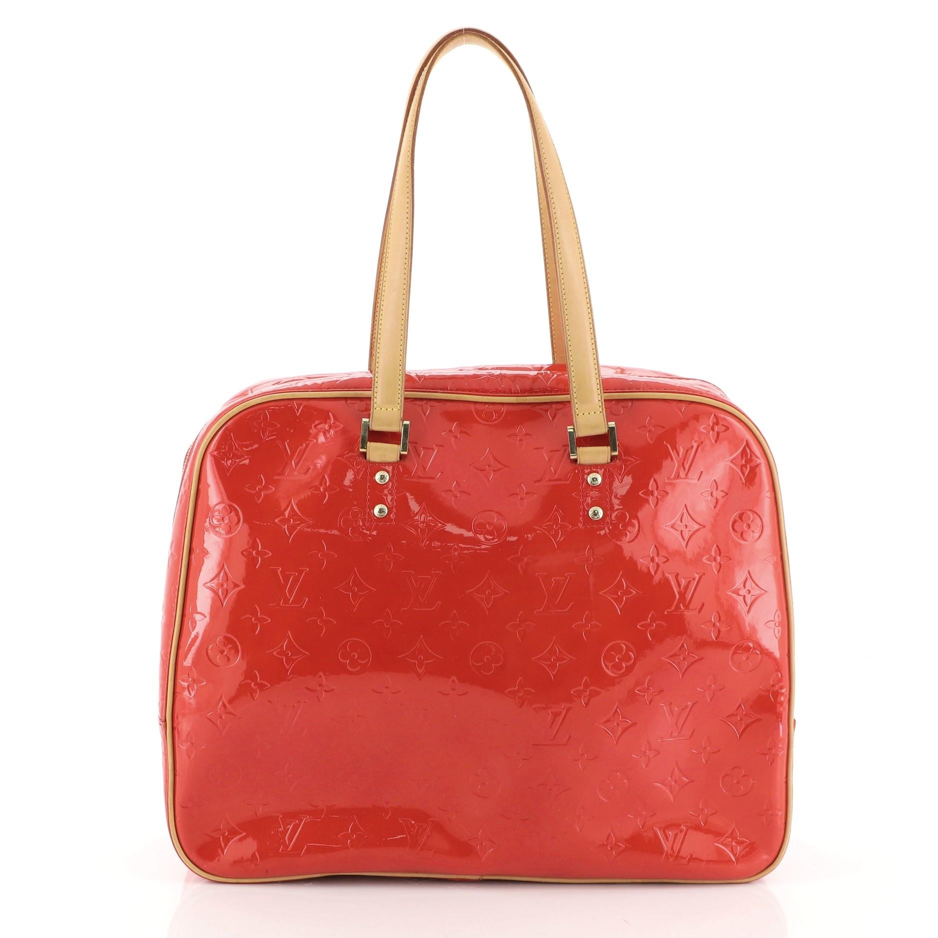 Red Louis Vuitton Sutton Handbag Monogram Vernis