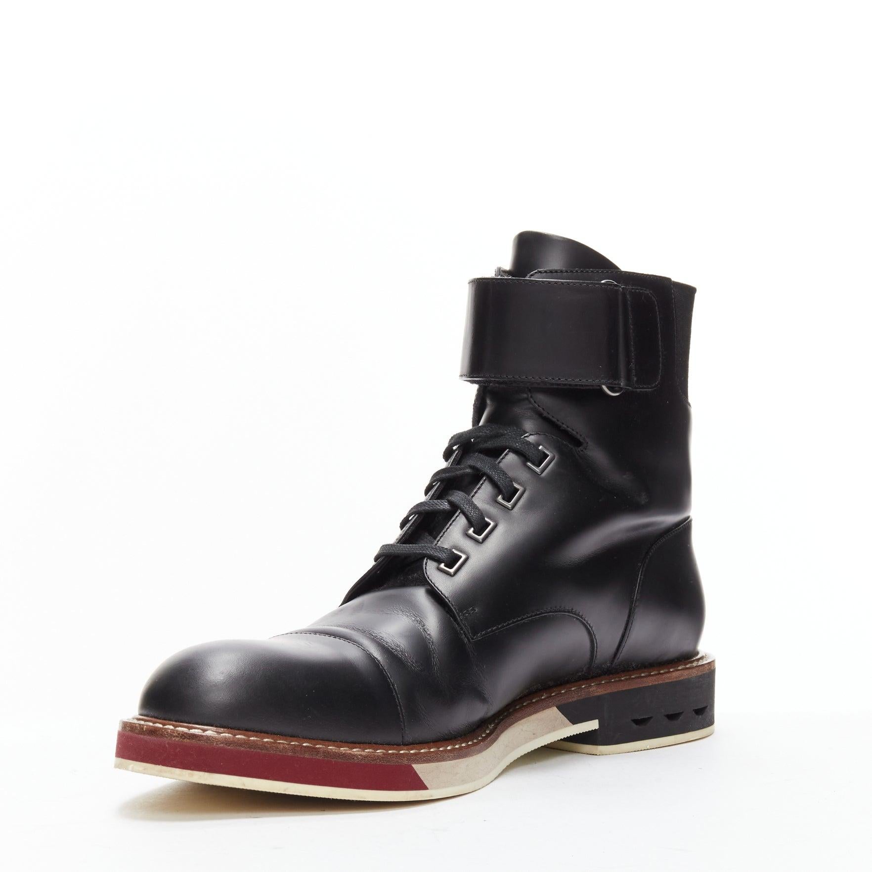 LOUIS VUITTON Sword black leather LV logo hiking lace up boots UK7.5 EU41.5 In Good Condition For Sale In Hong Kong, NT