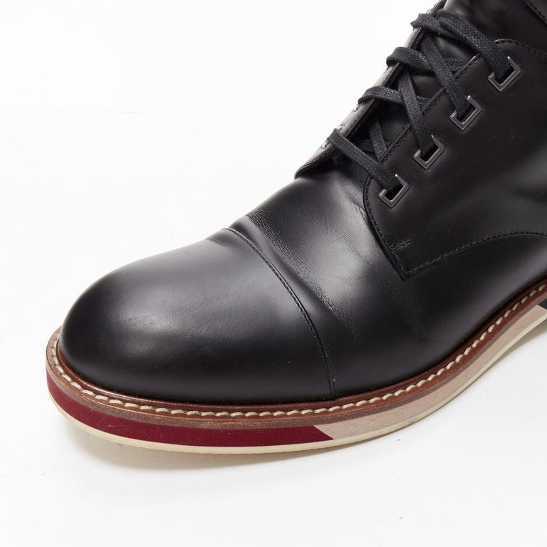 LOUIS VUITTON Sword black leather LV logo hiking lace up 