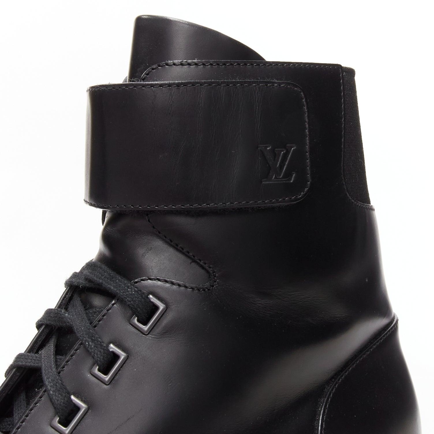 LOUIS VUITTON Sword black leather LV logo hiking lace up boots UK7.5 EU41.5 For Sale 4