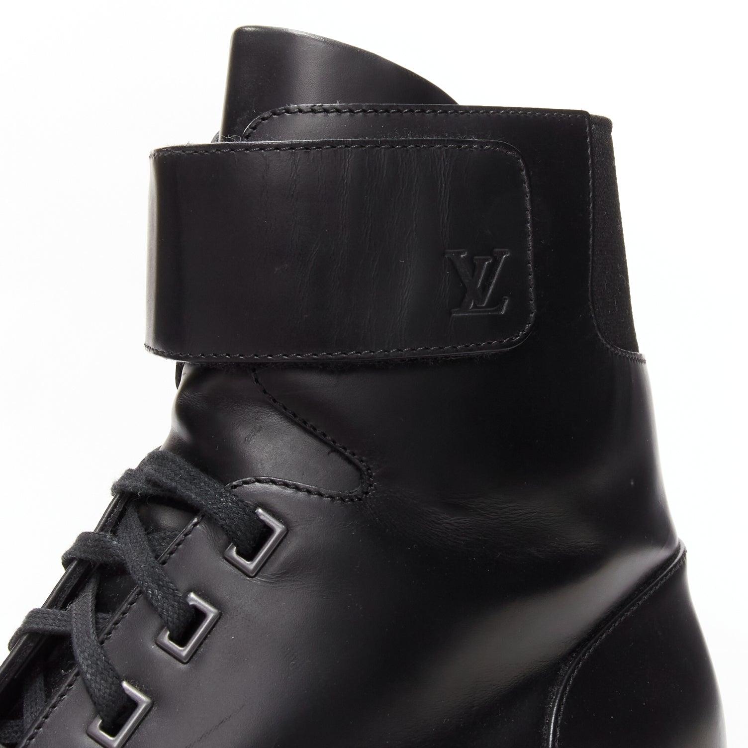 LOUIS VUITTON Sword black leather LV logo hiking lace up boots UK7.5 EU41.5 For Sale 3