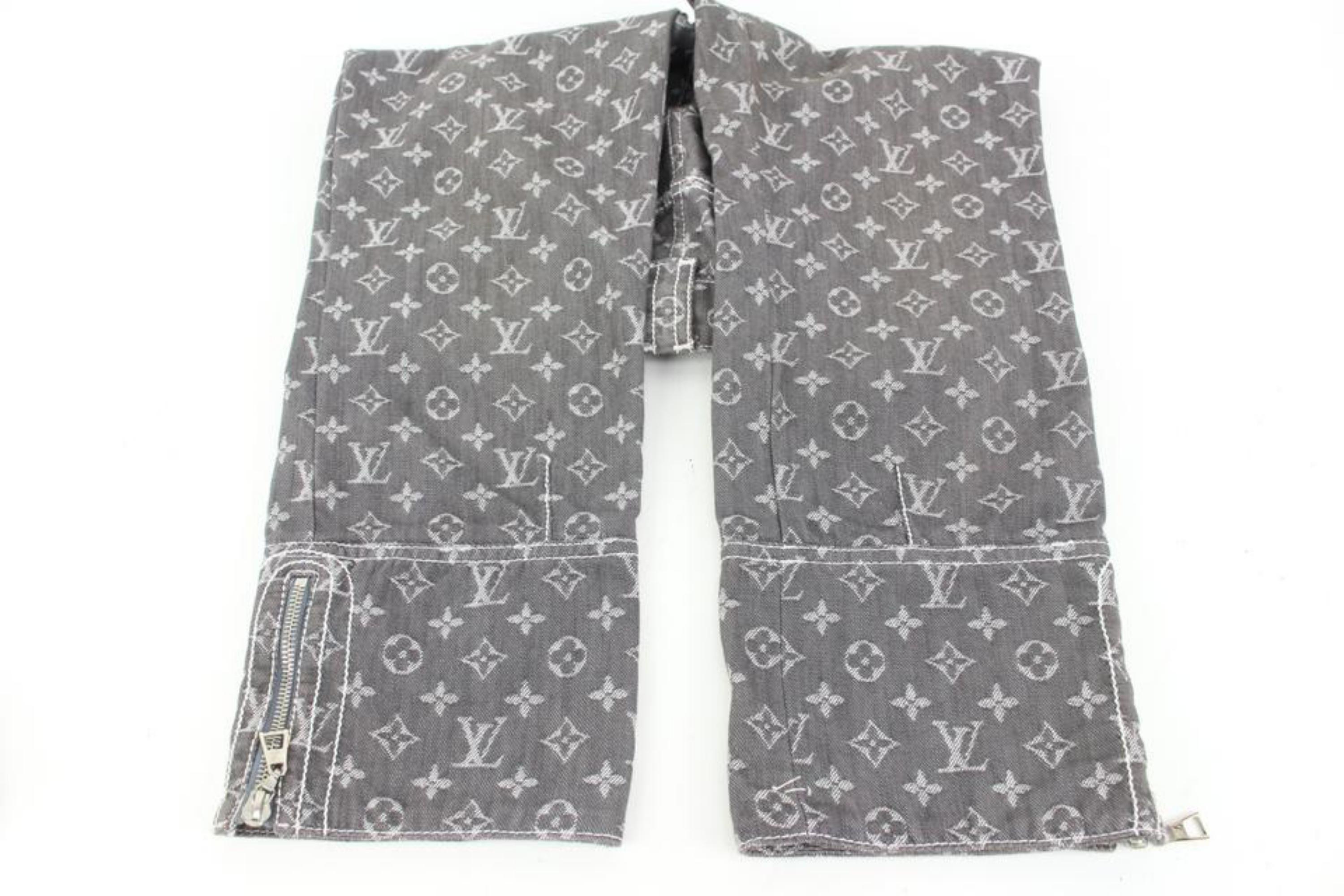 Louis Vuitton Sz 2  Grey Denim Monogram Cropped Jeans Capri Pants Upcycle 13lz41 4
