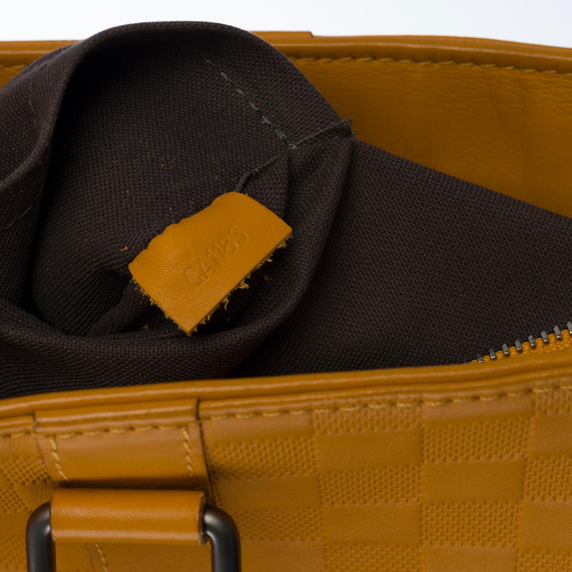 Orange Louis Vuitton Tadao Shoulder bag in Yellow empreinte leather, black silver metal
