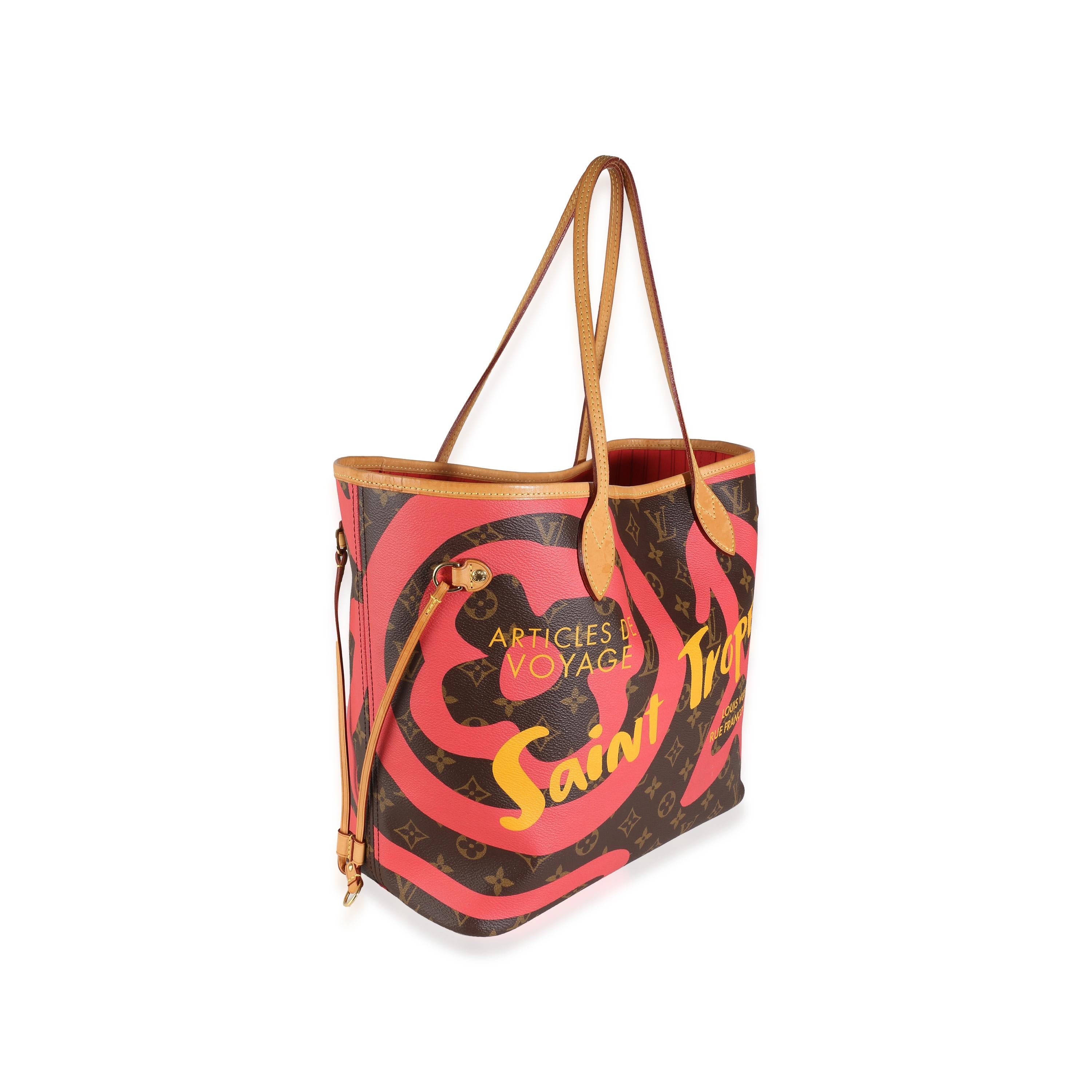 Marron Louis Vuitton Tahitienne Monogram Canvas Saint Tropez Neverfull MM en vente