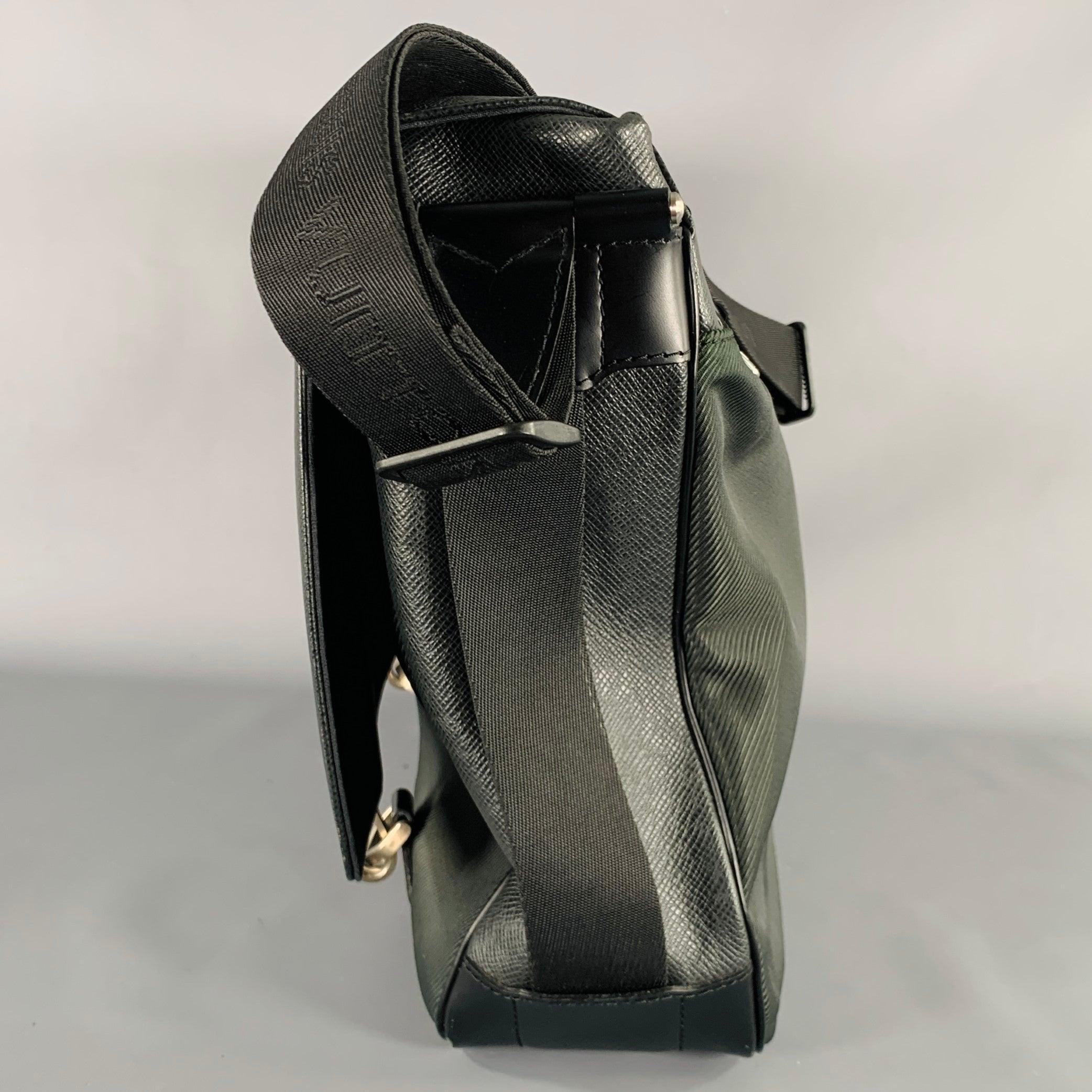 LOUIS VUITTON -Taiga Dersou- Black Dark Green Nylon Leather Messenger Bag 1