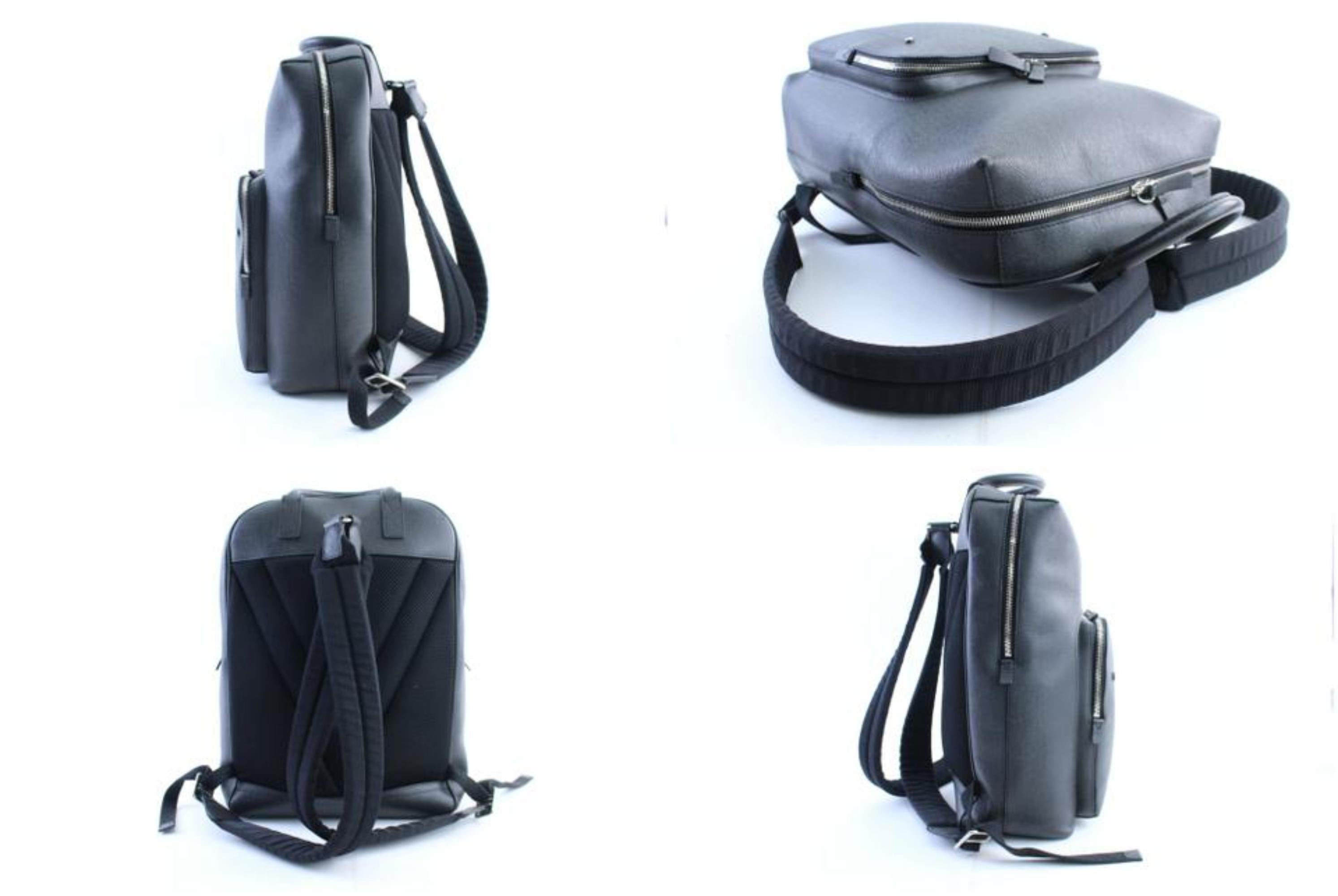 Louis Vuitton Taiga Grigori 5lr0301 Black Leather Backpack For Sale 4
