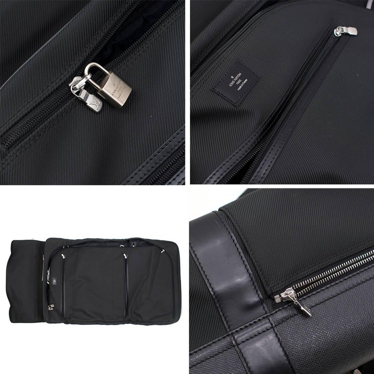 Louis Vuitton Taiga Black Gray Travel Garment Bag Suitcase