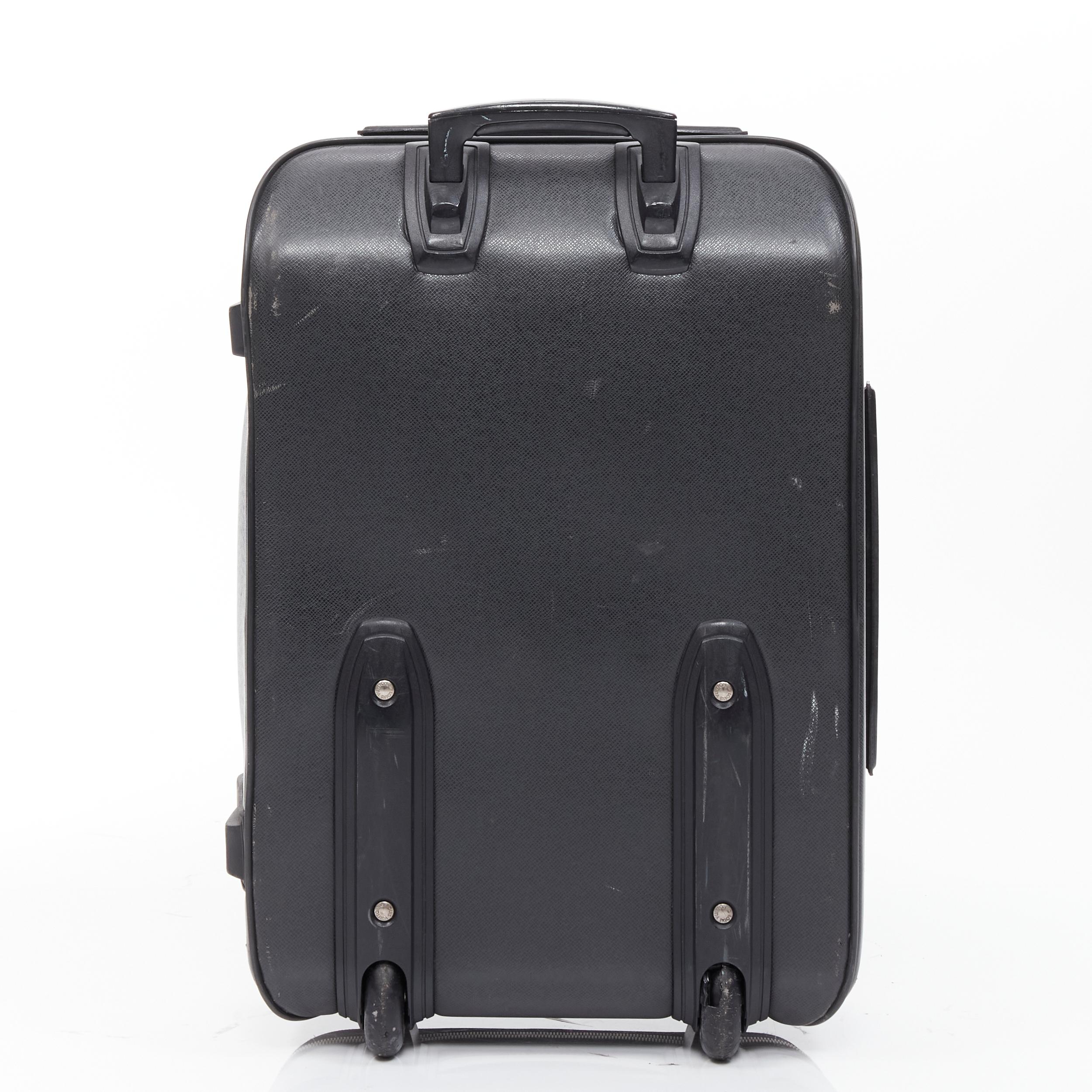 LOUIS VUITTON Taiga Pegase 60 Business black rolling suitcase luggage In Fair Condition In Hong Kong, NT