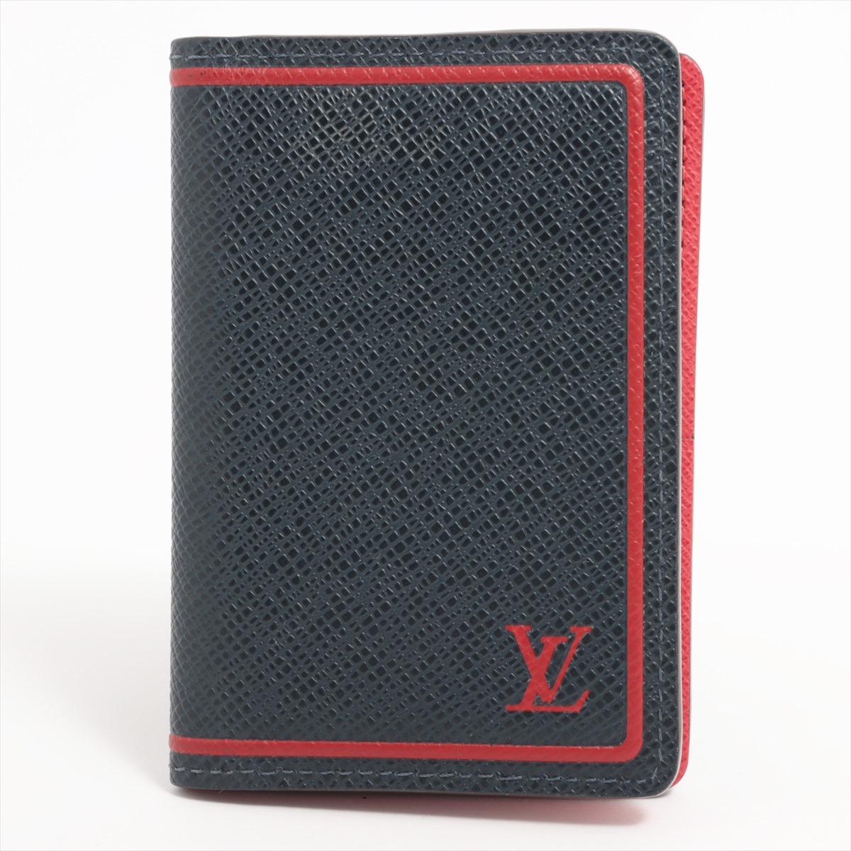 Louis Vuitton Taiga Pocket Organizer Marine Rouge Card Case For Sale at ...