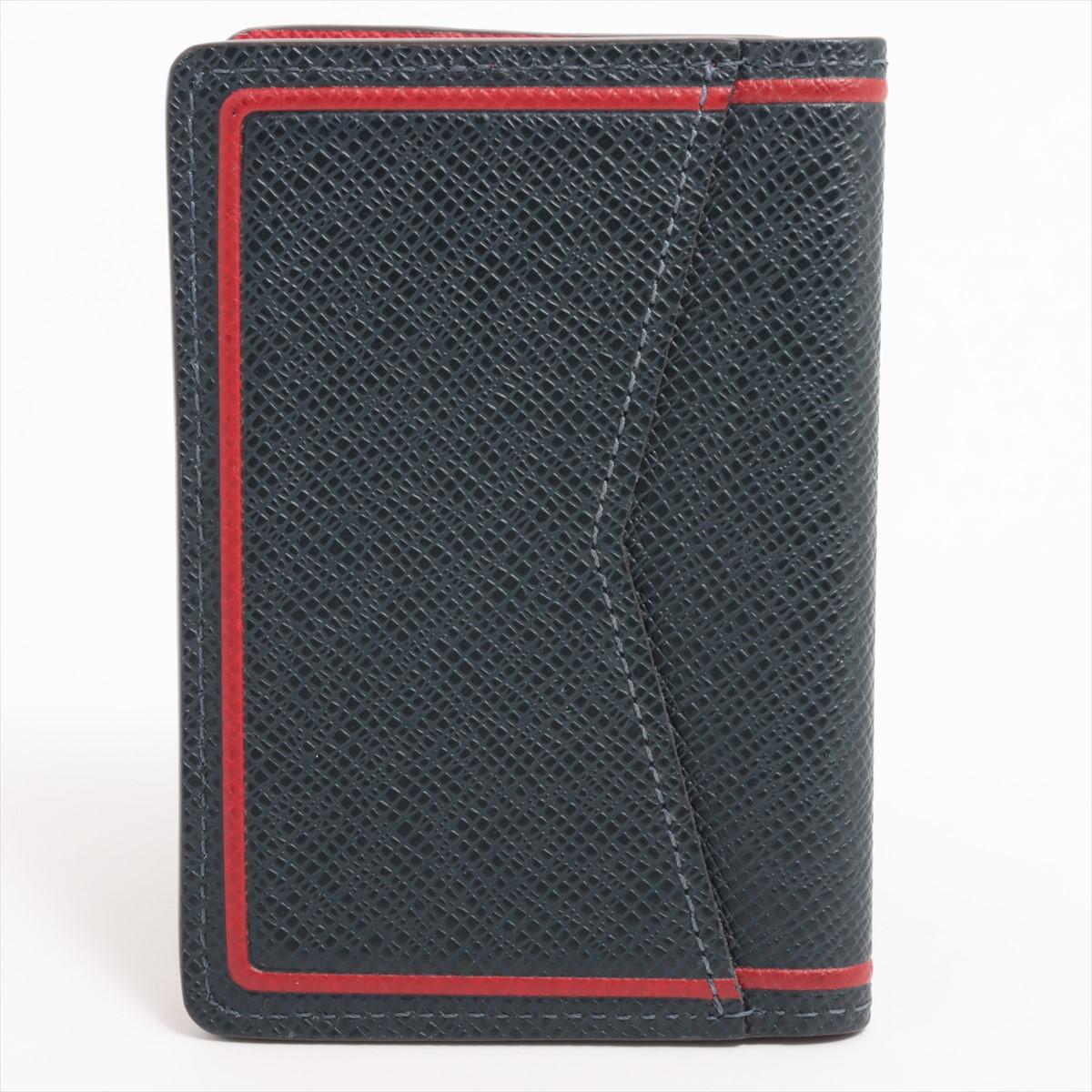 Louis Vuitton Taiga Pocket Organizer Marine Rouge Card Case In Good Condition In Indianapolis, IN
