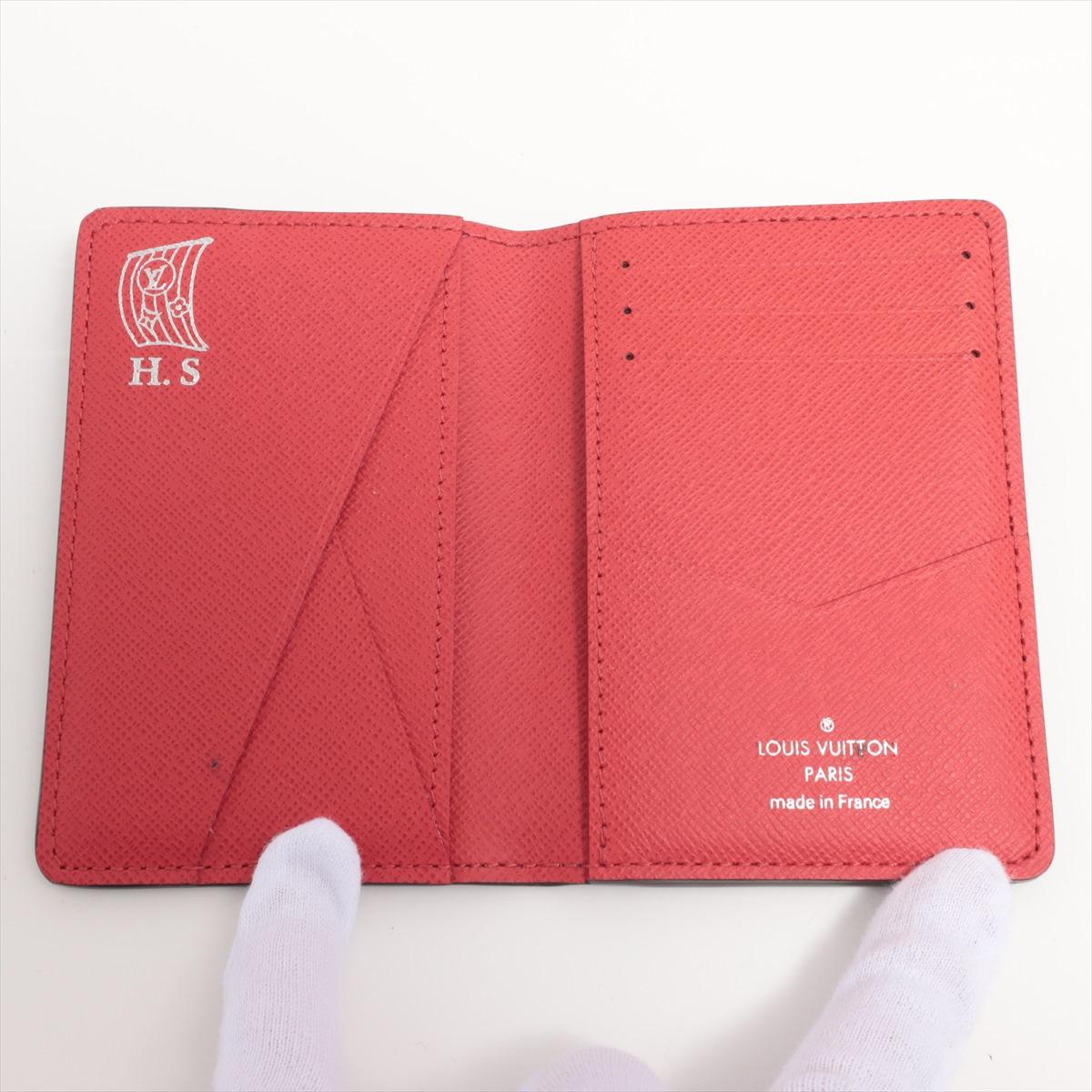 Women's or Men's Louis Vuitton Taiga Pocket Organizer Marine Rouge Card Case
