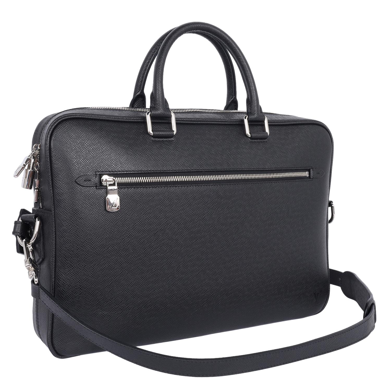 Women's or Men's Louis Vuitton Taiga Porte-Documents Business Messenger Bag Black