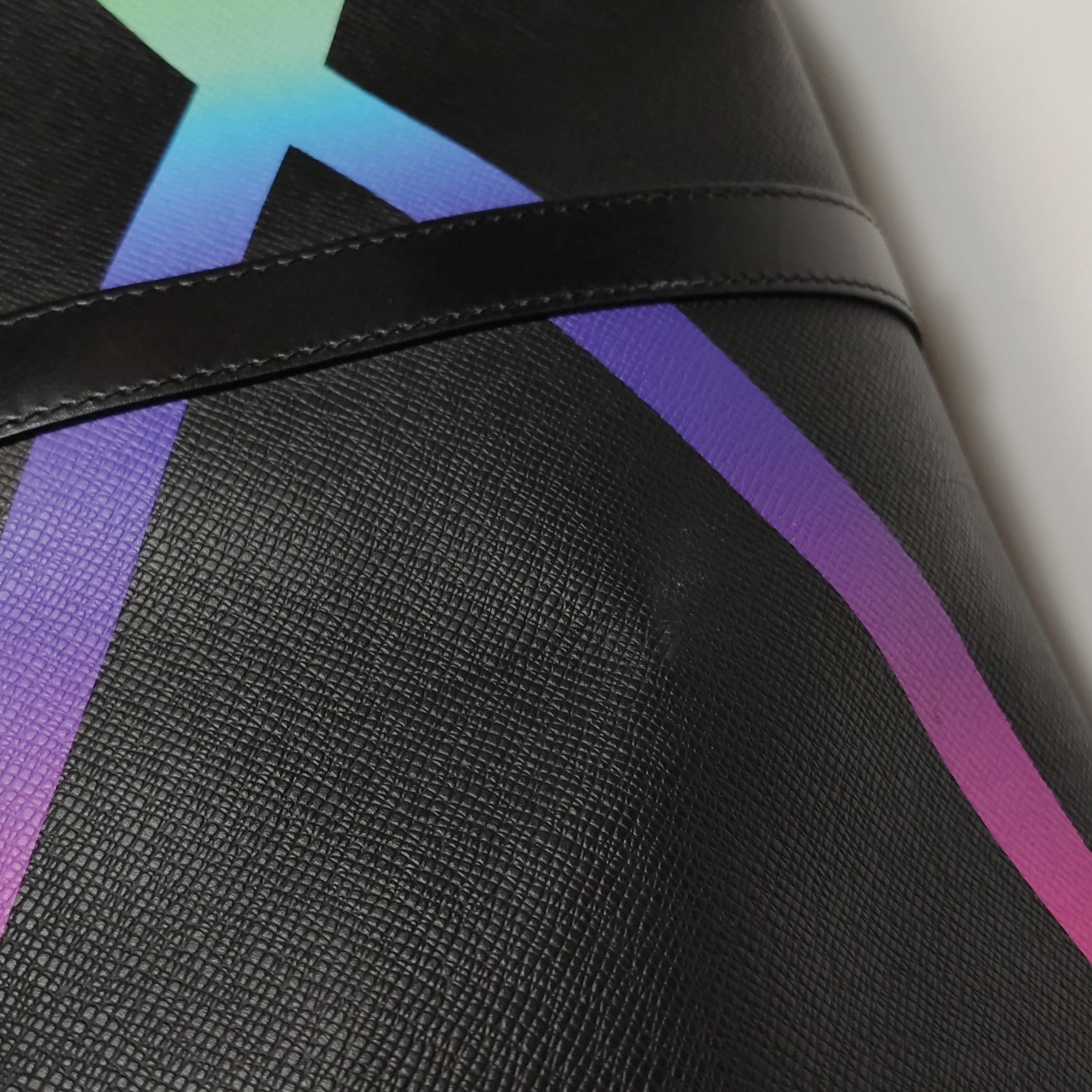 Louis Vuitton Taiga Rainbow Black Keepall Bandouliere 50 Leather For Sale 12