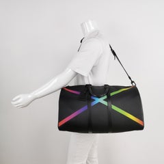 Louis Vuitton Taiga Rainbow Black Keepall Bandouliere 50 Leather