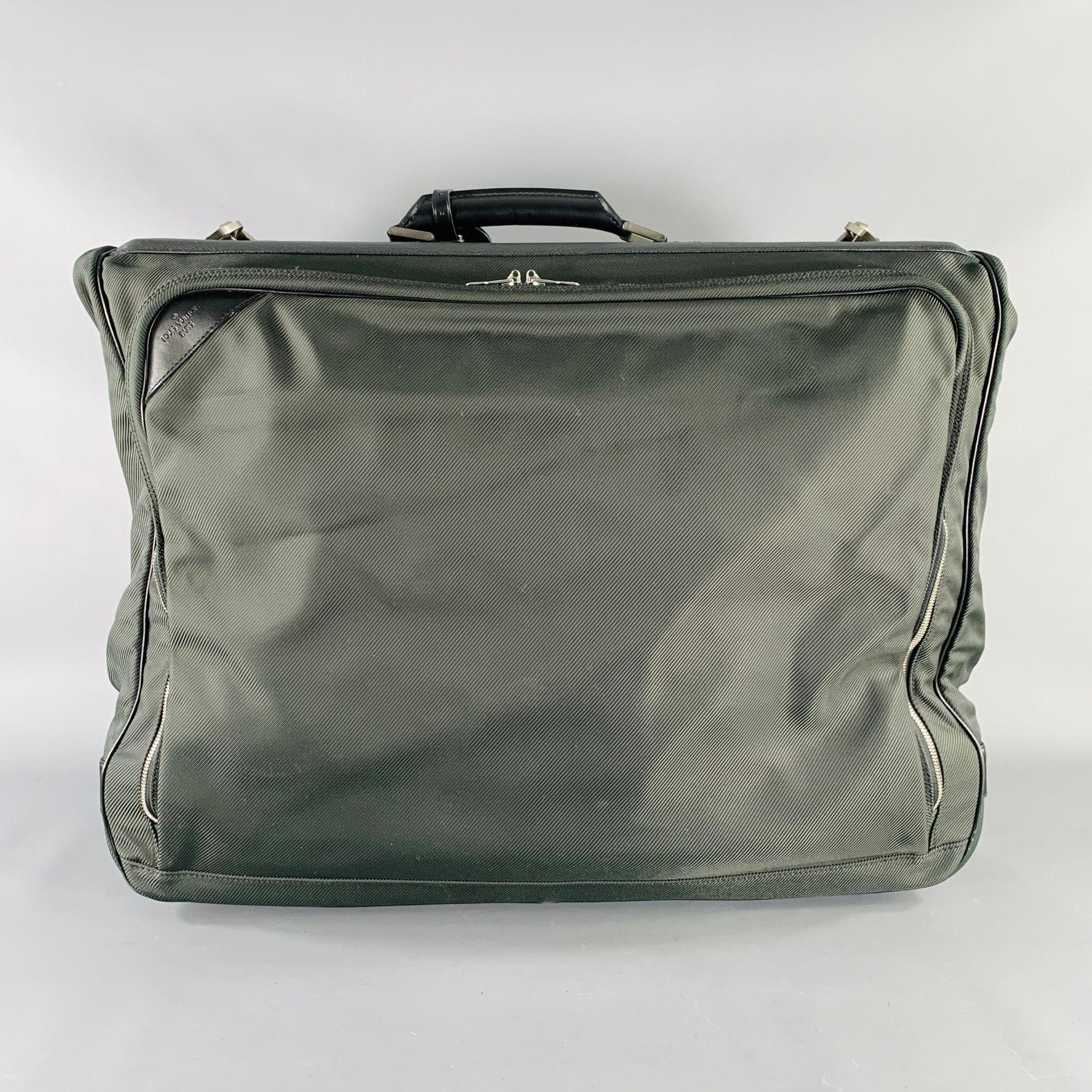 Men's LOUIS VUITTON Taiga Santore Ardoise Green Black Two Tone Nylon Leather Travel Suitcase Bag For Sale