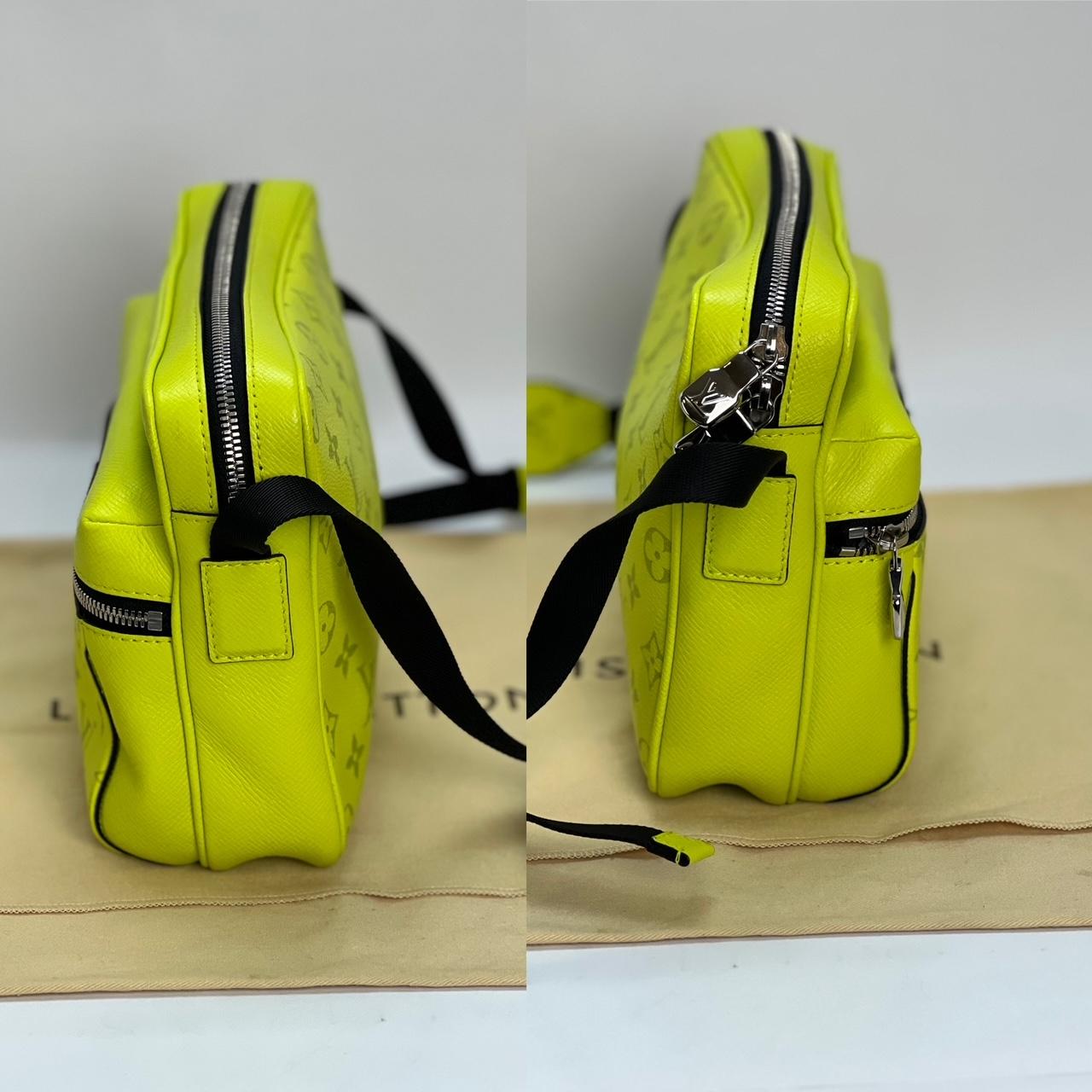 Women's or Men's LOUIS VUITTON Taiga Monogram Leather Outdoor Messenger Yellow Bag For Sale
