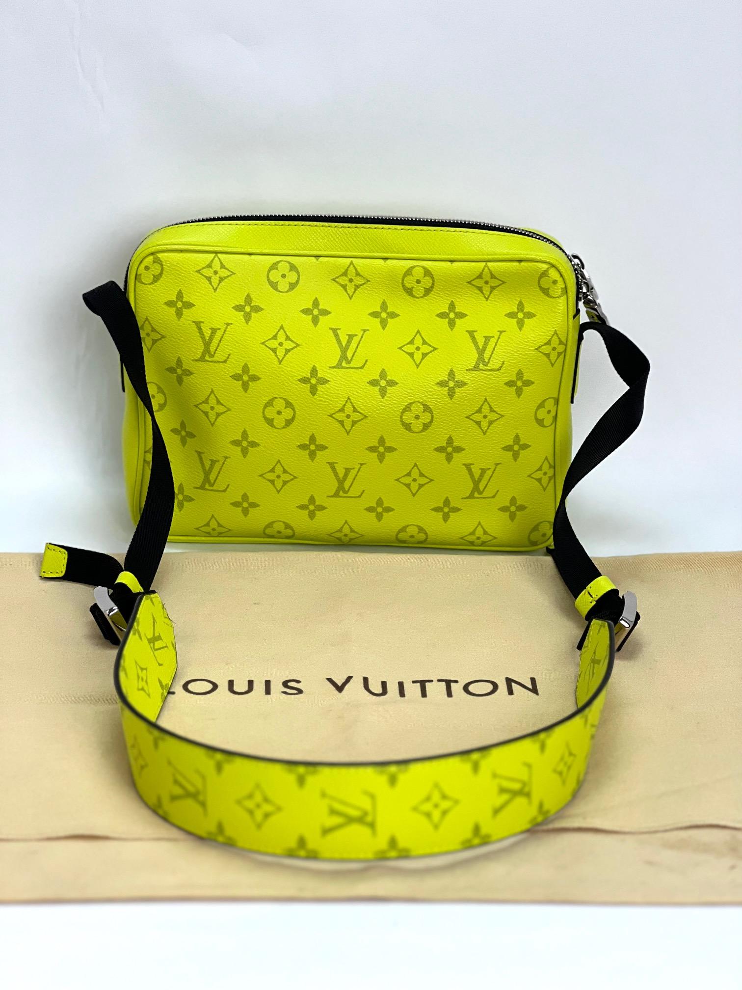 LOUIS VUITTON Taiga Monogram Leather Outdoor Messenger Yellow Bag For Sale 4