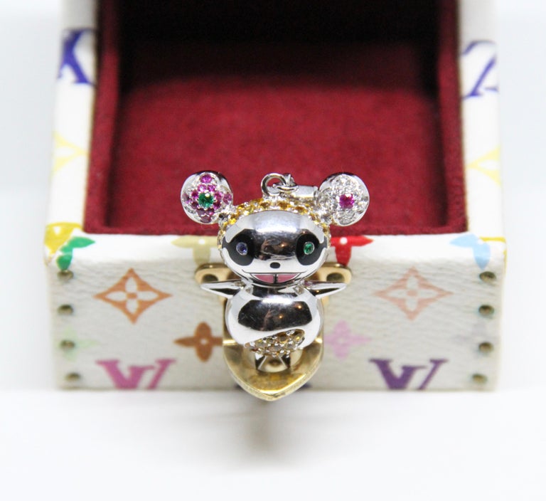 Louis Vuitton & Takashi Murakami 18 Karat White Gold Diamond Panda Pendant