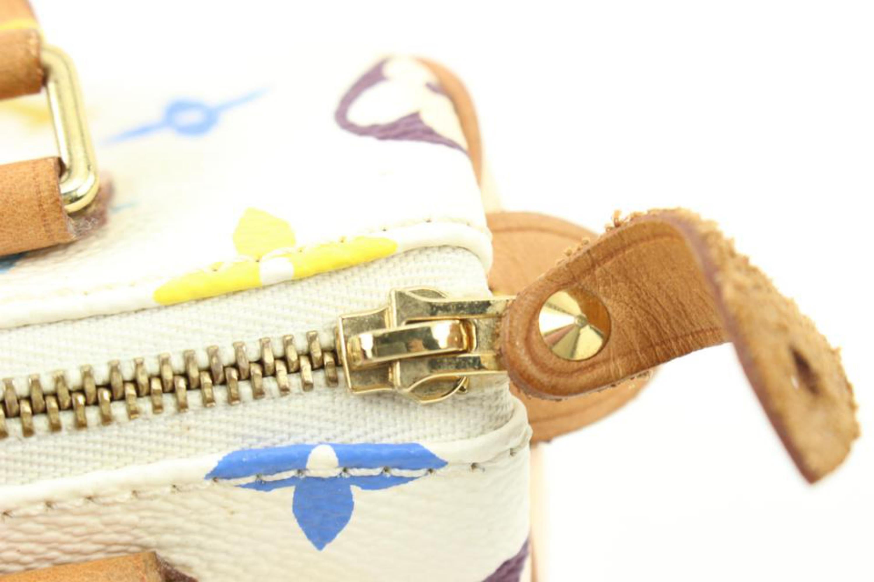 Louis Vuitton Takashi Murakami Monogram Blanc White Multicolor Mini Speedy HL In Good Condition For Sale In Dix hills, NY