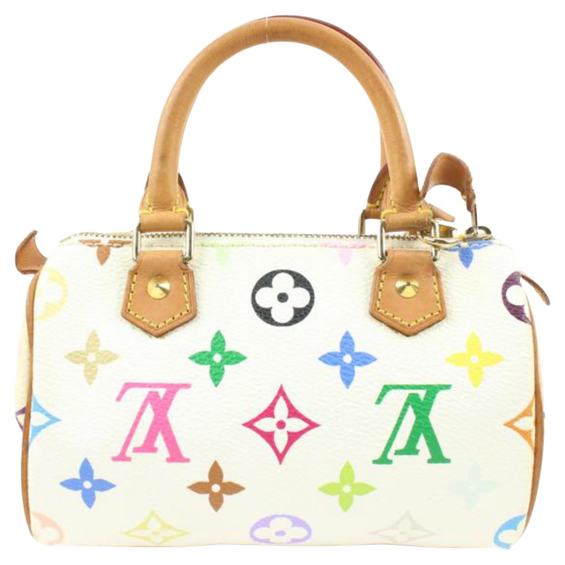 Louis Vuitton Takashi Murakami Monogram Blanc White Multicolor Mini Speedy HL