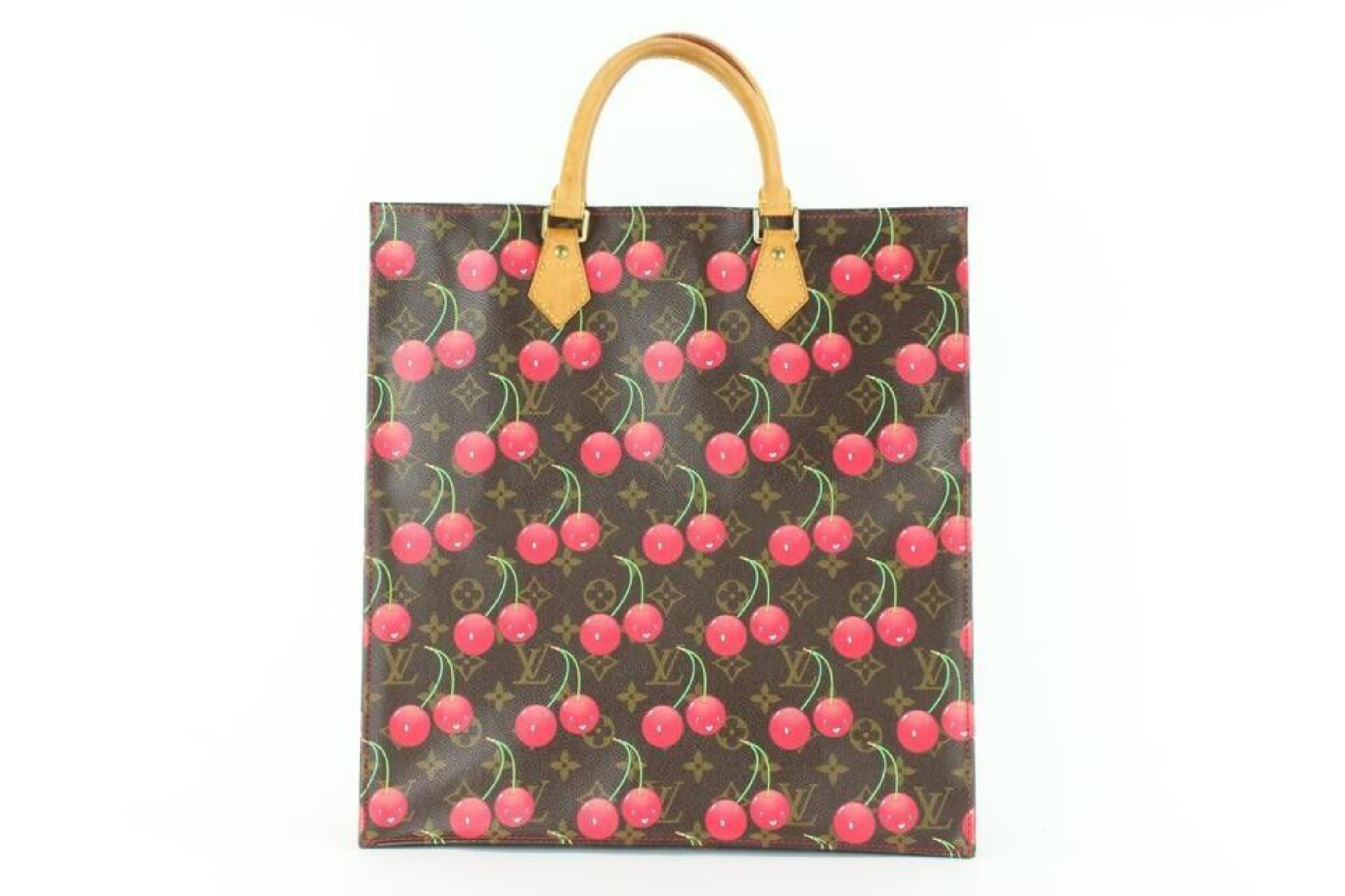 Louis Vuitton Takashi Murakami Monogram Cherries Sac Plat Tote 70L26a In Good Condition In Dix hills, NY