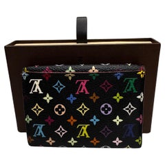 LOUIS VUITTON X Takashi Murakami Multicolor Monogram Canvas Card Case Black