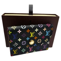 LOUIS VUITTON X Takashi Murakami Multicolor Monogram Canvas Card Case Black