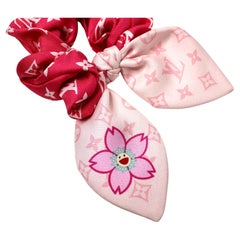 Louis Vuitton Takashi Murakami Pink Monogram Cherry Blossom Silk Scrunchie